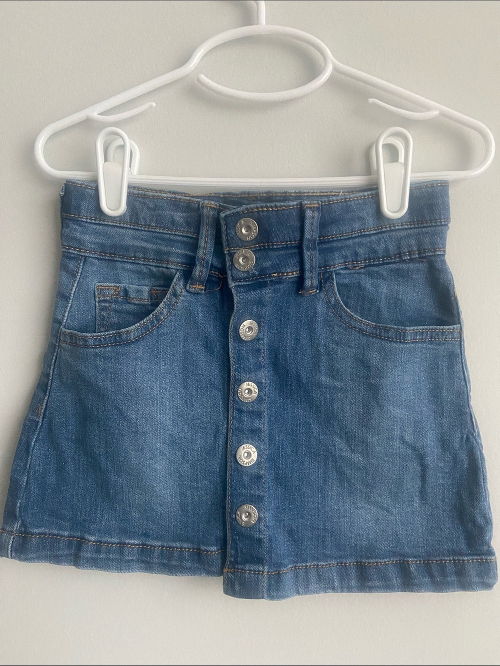 Jessica Simpson Button-Front Denim Mini Skirt - Blue little girl size 4 snaps